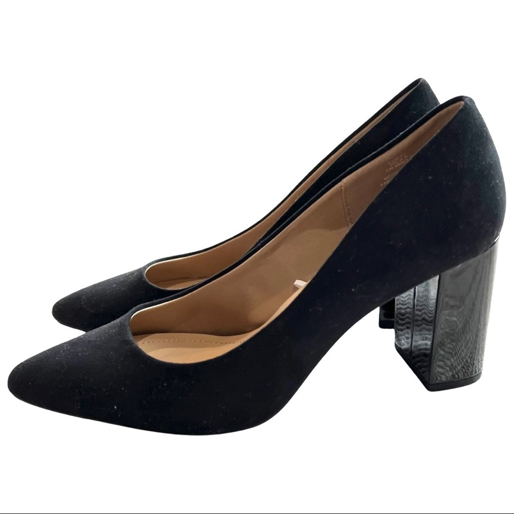 H&M Faux Suede Pumps Patent Block Heel - Size 41
